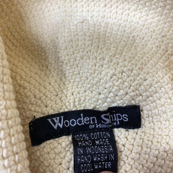 Wooden Ships Crochet Bucket Hat Cream Cotton Boho Beach Handmade main image 6